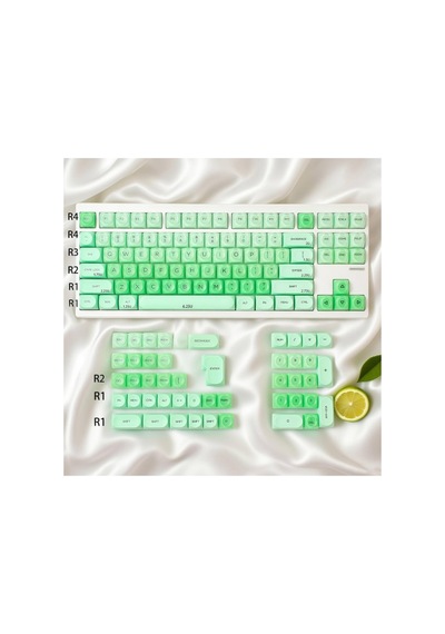 Leaven 128 Tuş Pbt Keycap Seti - Retro Yuvarlak Moa Profil Cherry Mx Uyumlu Klavye Tuşları - Yeşil