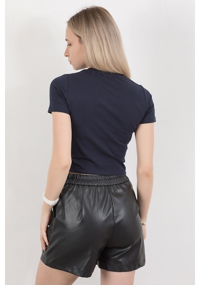 Giysa Kadın Bisiklet Yaka Pamuklu Basic T-shirt Lacivert Ms0000102 Lacivert