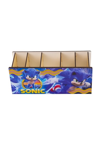 Deepcraft Ahşap Çocuklar İçin Masa Üstü Kare Kalemlik & Organizer-sonic