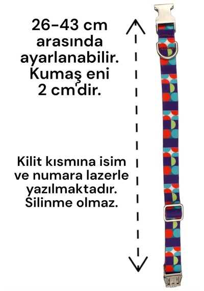 Caramelos İsimli Köpek Tasması, Köpek Künyesi, Köpek İsimlik 160 Çok Renkli
