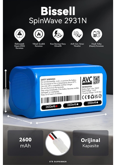 Bissell Spinwave 2931n 2600mah Robot Süpürge Bataryası D.k
