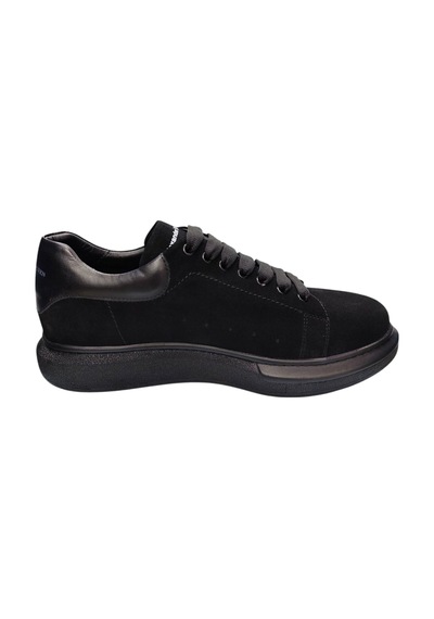 King Shoes Büyük Numara Siyah Süet Erkek Ayakkabı