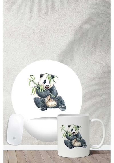 Oyuncu Panda Desenli Bilek Destekli Mouse Pad Kupa Seti Mousepad