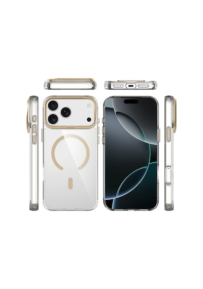 Apple Uyumlu iPhone 17 Pro Max Kılıf M-safe Şarj Özellikli Airbagli Kamera Standlı Zore Azor Kapak - Lacivert Lacivert