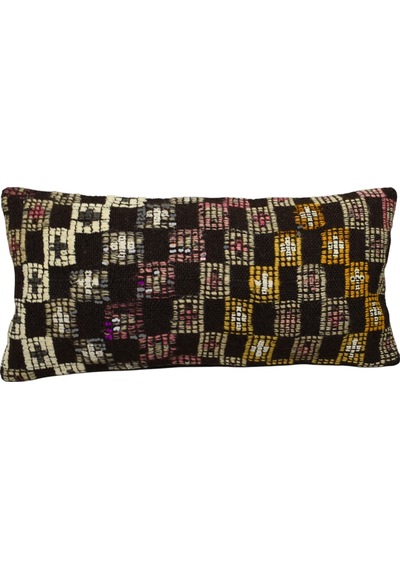 Zehra Abla Halı Yeni El Dokuma Dekoratif Lumbar Kilim Kırlent Yastık Kılıfı 6850 Çok Renkli