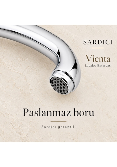 Sardıcı Vienta Lavabo Bataryası Pirinç Gövde Paslanmaz Boru Çift Su Girişli Krom