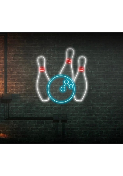 Bowling Topu Ve Lobutu Şekilli Neon Tabela Turkuaz