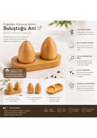 Bambu Standlı Yumurta Tuzluk&biberlik