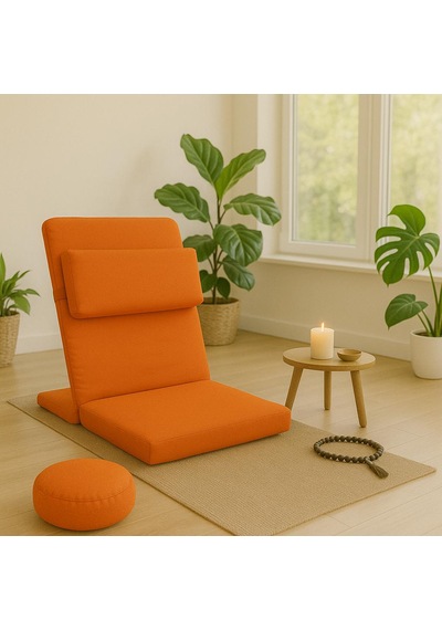 Ekstra Destek Yastıklı Yoga, Nefes, Meditasyon Sandalyesi Backjack Xl Su Ve Leke İticili Duck Kumaş Turuncu
