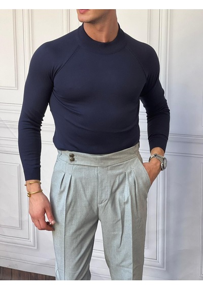 Modefendi Slimfit Kalıp Pamuklu Triko Yarım Balıkçı Triko Kazak Kahverengi