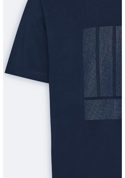 AC&Co / Altınyıldız Classics Erkek Lacı Slim Fit Dar Kesim Pamuklu Esnek Baskılı Bisiklet Yaka Tişört Lacı Lacivert