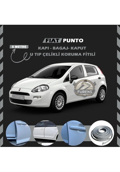 Fiat Punto Oto Araç Kapı Koruma Fitili 5metre Parlak Gri Renk