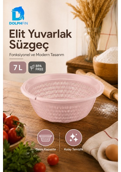 Elit Yuvarlak Süzgeç 7 L Bpa Free Pembe