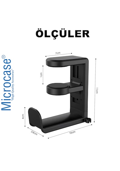Microcase Masaya Monte Ayarlanabilir 360 Derece Döner Kablo Tutuculu Oyuncu Kulaklık Eşya Vb. Tutucu Stand - Al5425