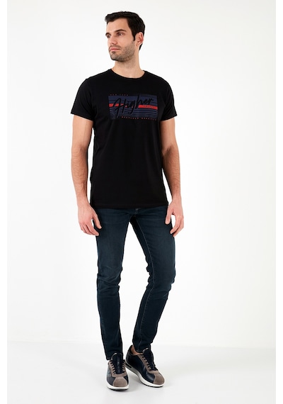 Buratti Pamuklu Slim Fit Bisiklet Yaka Baskılı Erkek T Shirt 541Higher Siyah