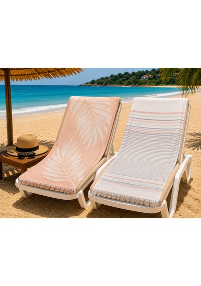 Özdilek-summer Leaf & Stripe Tarçın-2li Set Peştemal Plaj Havlusu