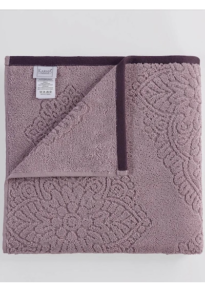 Pamuk Tekli Havlu Jakarlı Karna Premıum Vance - 70 X 140 Pudra