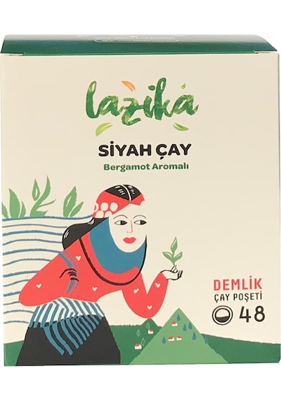 Lazika Bergamot Aromalı Siyah Çay Demlik Poşet 48'li