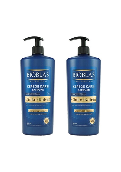 Bioblas Çinko + Kafein 2'si 1 Arada Kepeğe Karşı Etkili Şampuan 2 x 900 ML