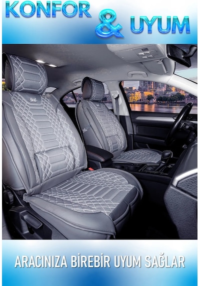 Bmw X1 Uyumlu Lüks Deri Oto Koltuk Kılıfı Ön Arka Takım Set Füme Royal Model Fs