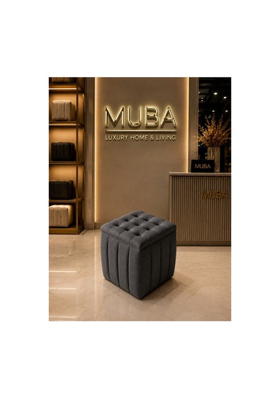 Yeni Sezon İthal Belora Kumaş Puf 40x40 Cm Ultra Yumuşak, Lüks Dokulu, Premium Kalite Kare Puf Gri Füme - 908231317 Gri Füme