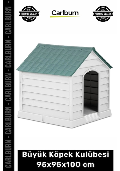Petshop Su Geçirmez Plastik Dış Mekan Bahçe Tipi Konforlu Büyük Köpek Kulübesi 95x95x100 Cm