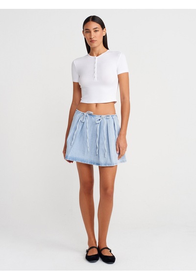 Dilvin 31647 Düğme Detaylı Crop Top-beyaz Beyaz