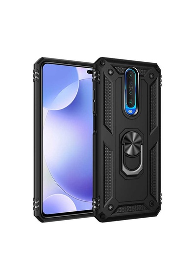 Xiaomi Poco X2 Kılıf Sert Silikon Yüzüklü Stand Özellikli Kapak