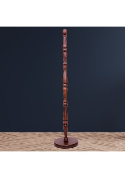 Bordo Gold Saçak Vintage Lambader Kumaş Kaplama Kahverengi Ahşap