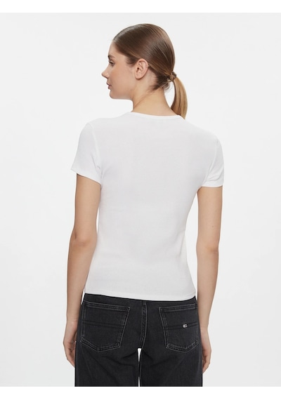 Tommy Hılfıger Kadın T-shırt Dw0dw17383-ybr Beyaz