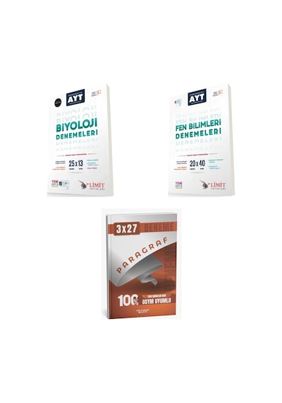 2027 Limit Ayt Biyoloji 25 Li Deneme + Fen Bilimleri 20x40 Video Çözümlü Deneme + Ankapade 3'lü Set