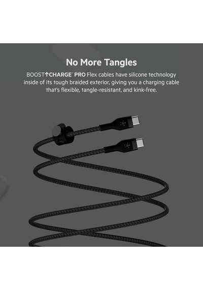 Boostcharge Pro Flex Örgülü Usb C Tipi - C Kablosu 3m/10ft , Usb-ıf Sertifikalı Güç Dağıtımı Pd Hızlı Şarj Kablosu - Siyah