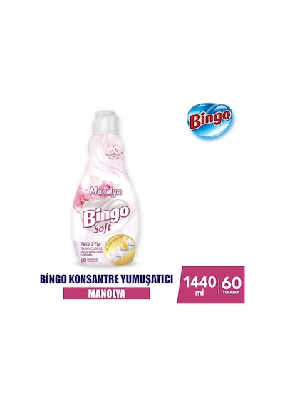 Bingo Soft Konsantre Çamaşır Yumuşatıcısı Manolya Bahçesi 4 x 1440 ML