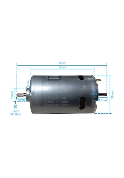 Mabuchi Rs-555pc-3742 Dc 3-24v 12000rpm Çap 36mm Uzunluk 85mm Çift Milli Yüksek Hızlı Dc Motor
