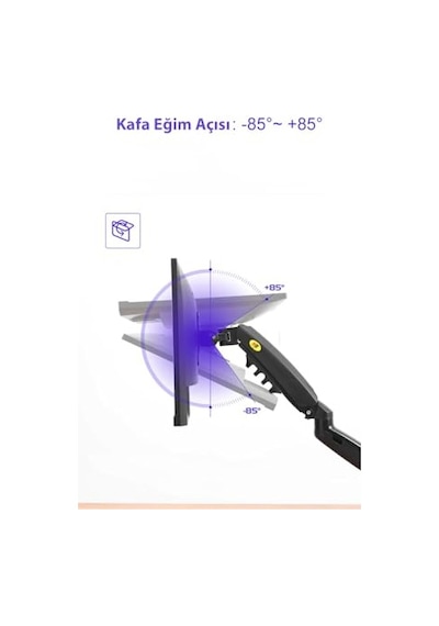 Tr North Bayou Nb F80 Tek Kol Amortisörlü Monitör Tutucu, 360 Dönebilir, Tam Rotasyon, Kablo Yönetimi, Masa Monta
