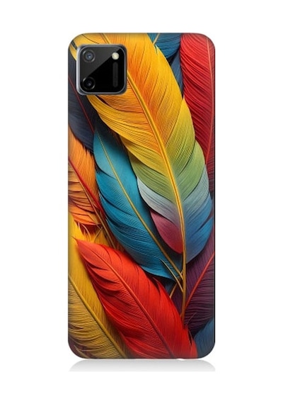 Realme C11 Uyumlu Pastel Renkli Tüyler Desenli Silikon Kılıf