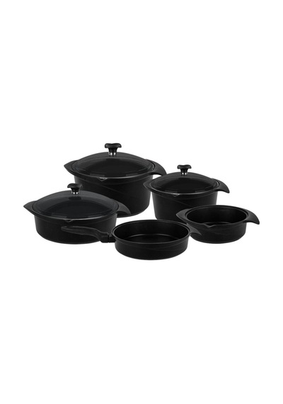 Aryıldız Flipper Siyah Cam Tencere Set