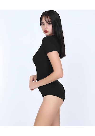 Nbb U Yaka Kısa Kollu Alttan Çıtçıtlı Body/atlet -2945 Siyah
