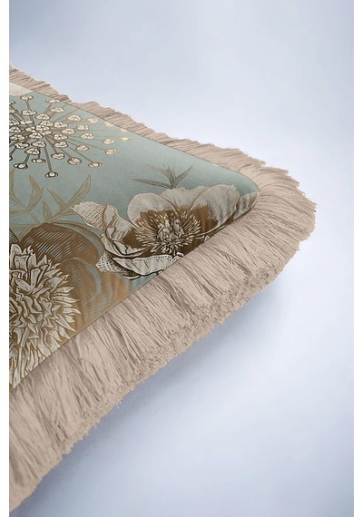 Lüks Vintage Kuşlu Saçaklı Yastık Kılıfı - Pastoral Bohem Mavi Altın Renkli Püsküllü Kırlent Kılıfı Batımı Cam Göbeği Lüks Vintage Kuşlu Saçaklı Yastık Kılıfı - Pastoral Bohem Mavi Altın Renkli Püsküllü Kırlent Kılıfı Batımı Cam Göbeği