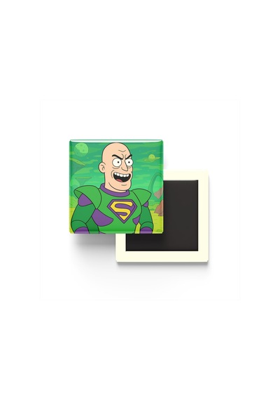 Lex Luthor - 9x9 Cm Baskılı Kare Buzdolap Magneti