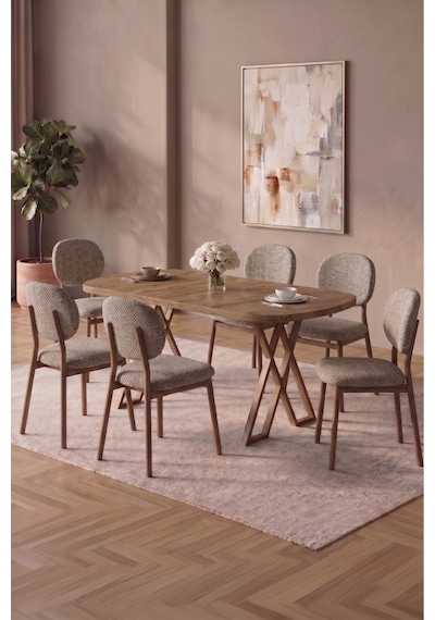 Hooli 90x168 Antik Çam Mdf Masa, Metal X Ayak, Metal Sandalye, 6 Kişilik Mutfak Masası Takımı Ve Yemek Masası Takımı Krem Hooli 90x168 Antik Çam Mdf Masa, Metal X Ayak, Metal Sandalye, 6 Kişilik Mutfak Masası Takımı Ve Yemek Masası Takımı Krem