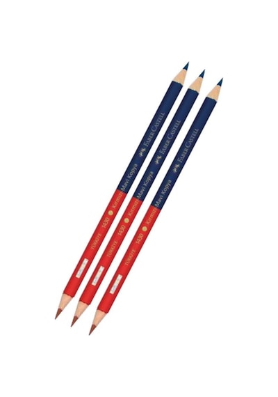 Mavi Kırmızı Çift Taraflı Kalem Kopya 3 Adet Faber Mavi Kırmızı Çift Taraflı Kurşun Kalem Başlık Kal Çok Renkli