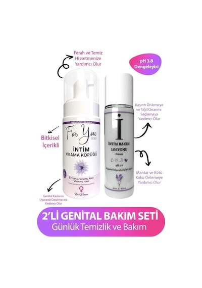 Genital Bölge Temizleyici Yıkama Köpük Ve Intim Bakım Losyonu Set Hijyen Seti