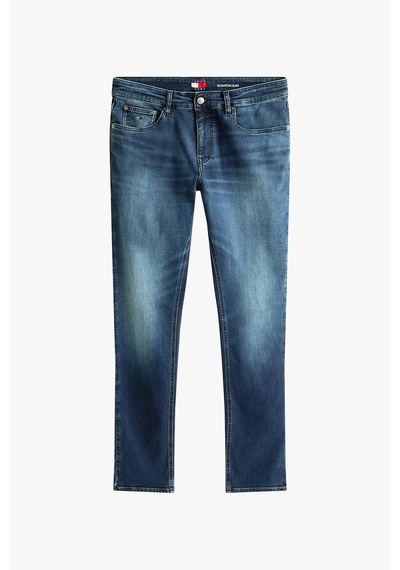 Tommy Hilfiger Erkek Scanton Dar Kalıp Eskitme Görünümlü Jean Pantolon - Mavi Dee