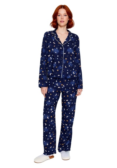 Ersefa Kadin Gece Gokyuzu Desenli Viskon Pijama Seti Fonksiyonel Dayanık Indigo Ersefa Kadin Gece Gokyuzu Desenli Viskon Pijama Seti Fonksiyonel Dayanık Indigo