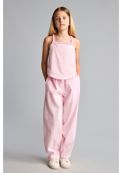 Defacto Geniş Paça Bol Kesim Poplin Pantolon Kız Çocuk I6754a826hspn648 Pembe-pn648