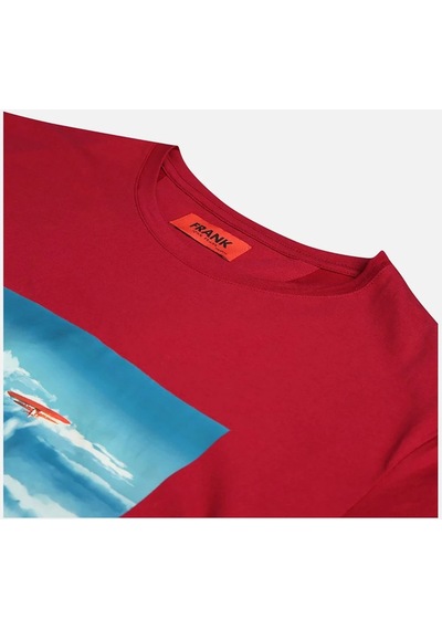 John Frank Free Erkek Bordo Baskılı T-shirt Siyah