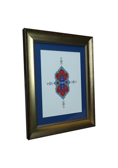 E38 El İşçiliği Rumi Motifli Tezhip Tablo - 44 51 Cm - 6539