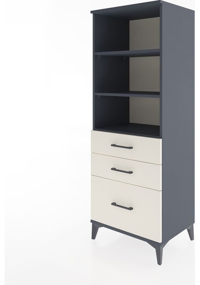 Hyperion Dolap 3 Raflı 3 Çekmeceli 60x44x163 Antrasit-aytaşı Antrasit