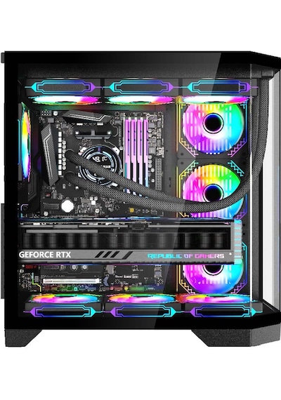 F-7 Edge 7x Argb Pwm Fan Siyah Atx Akvaryum Gaming Kasa Oyuncu Kasası